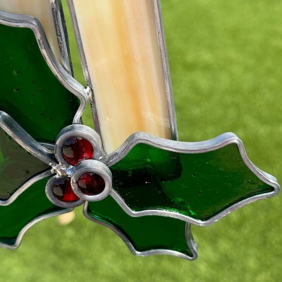 Beautiful Stain Glass Sun Catcher Candles with Holly - Picture 2 of 10